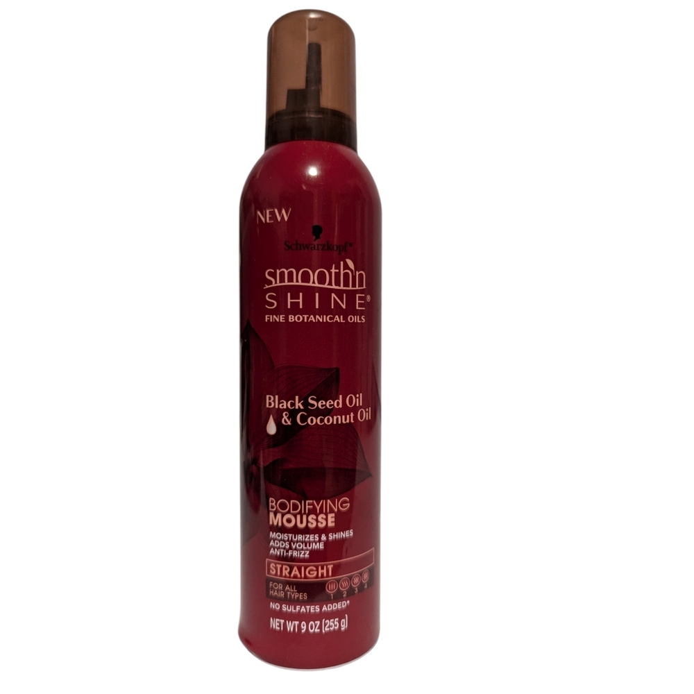 New Schwarzkopf, Smooth N Shine Straight, Bodifying Mousse,Black Seed Oil & Coco
